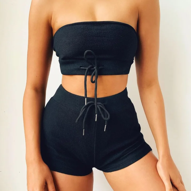 

hot sale 2021 high waist bra fashion 2-piece women ladies tank top casual shorts set