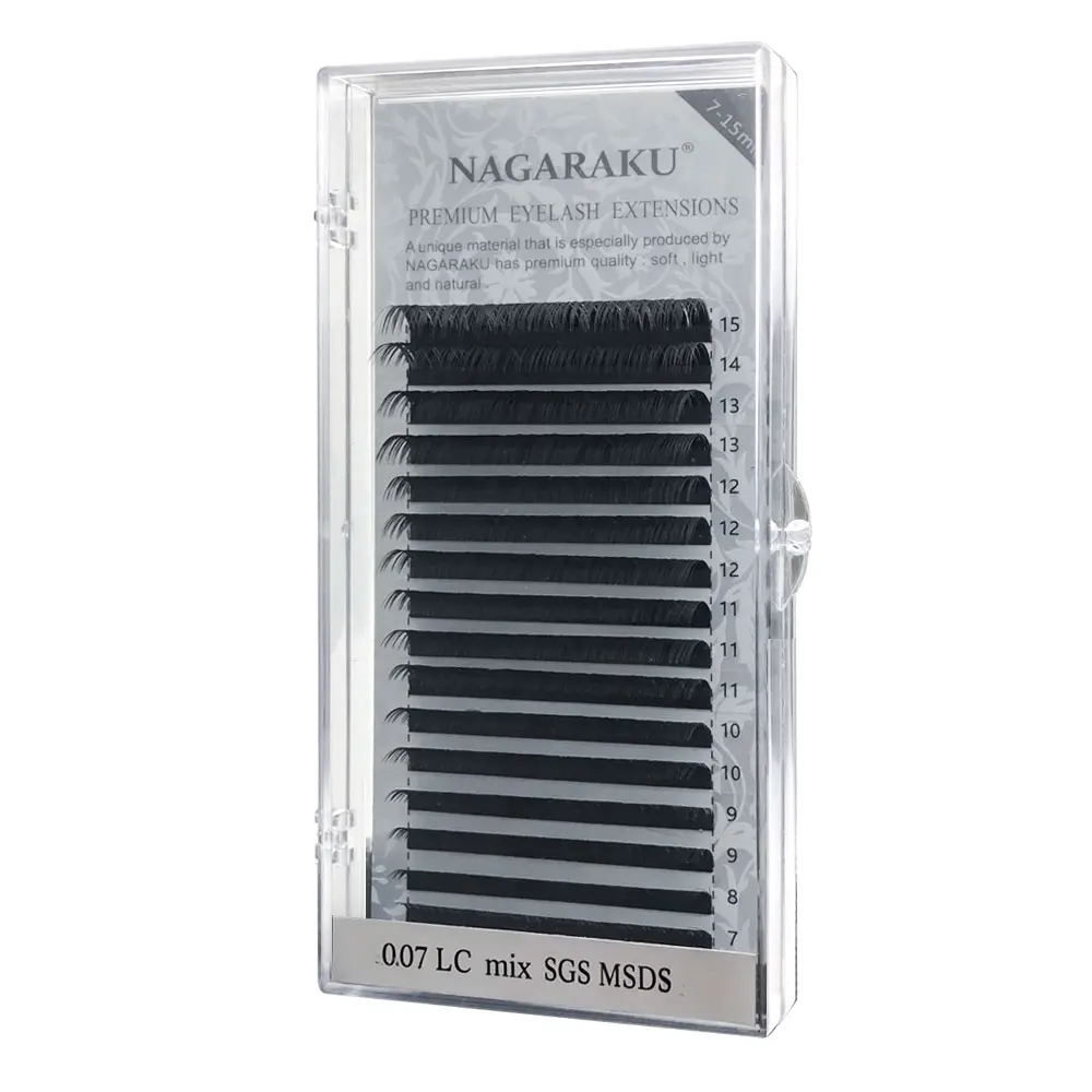 

NAGARAKU Synthetic Mink Eyelashes Individual Eyelash Maquiagem L LC Mix 7-15mm Makeup Natural Soft High Quality Lashes, Matte black