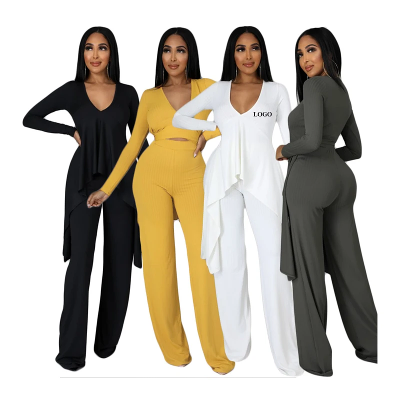 

Free shipping Hot selling ribbed pit strip two ways to wear v-neck sexy fashion women's two piece sets wholesale tracksuit, Color avaliable