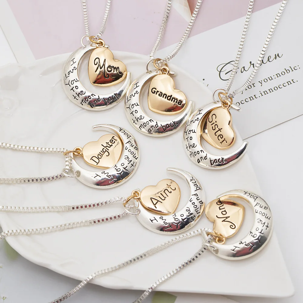 

2022 trend mothers day gift alphabet mom mama Letter Pendant Nameplate Clavicle Choker heart moon necklace for women