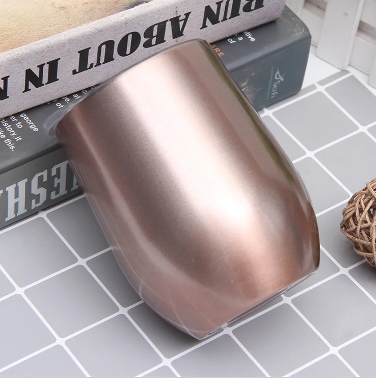 

Rose Gold 9oz 12oz Stainless Steel Reusable Double Wall Vacuum Thermos Insulated Coffee Mug Wine Tumbler With Customized Logo, Customized color