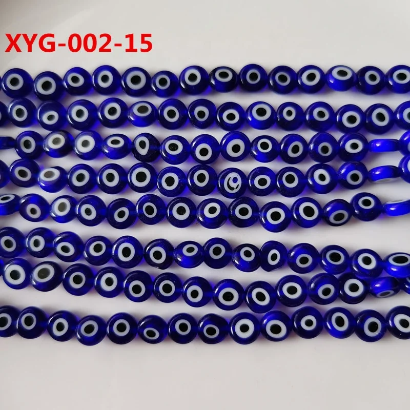 

10mm Evil Eyes Beads Glass Turkish Handmade Flat Round Millefiori Lampwork Loose Beads