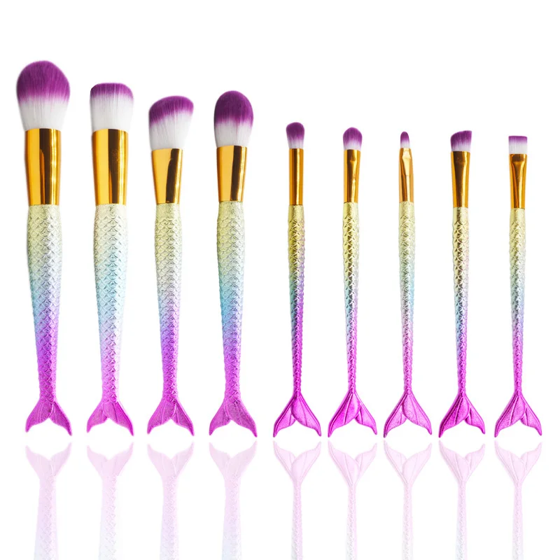 

Mermaid fish tail makeup brush huda beauty 9 piece makeup brush set, Colorful
