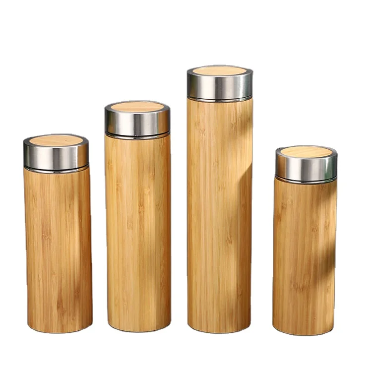 

MIKENDA Wholesale Promotion Gift Custom Logo 500ML bamboo wooden Water Bottle with tea infuser