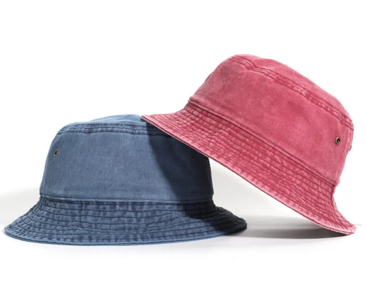 

Summer 2021 washed denim bucket hat cotton logo fishermen sun hat beach black summer hat for men, 12 colors