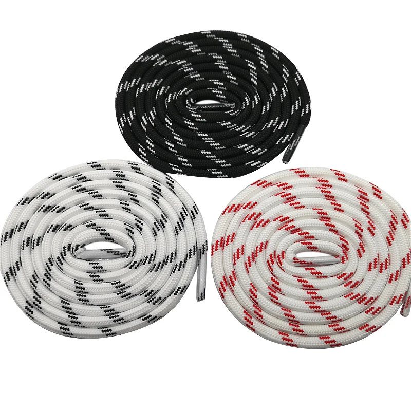 

Weiou High Quality Metal Plastic Shoulder Strap Brand New Design Round Shoelace Striped Polyester Shoelace Custom Shoelace, Bottom based color + match color,support any two pantone colors mixed