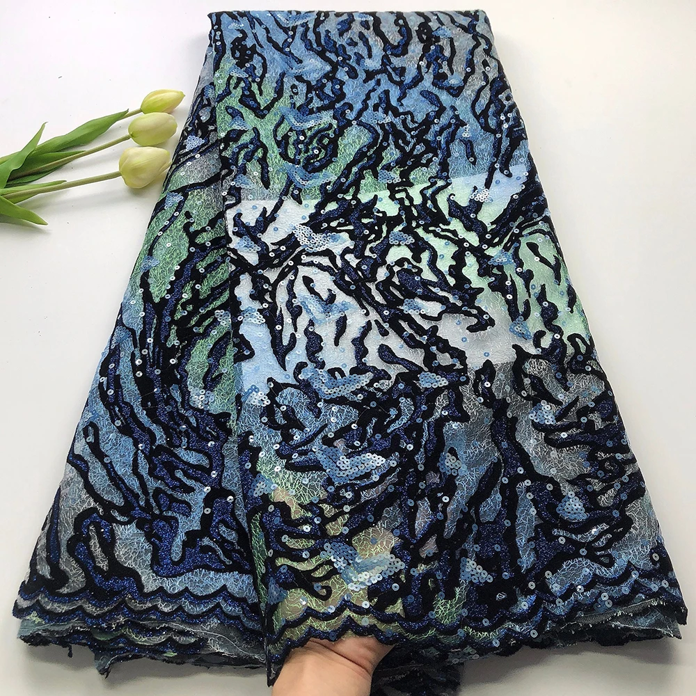 

Sinya New Arrive Party Velvet Sequins Lace Fabric Beautiful Embroidery French Velvet Lace Fabrics Sewing Women Dress