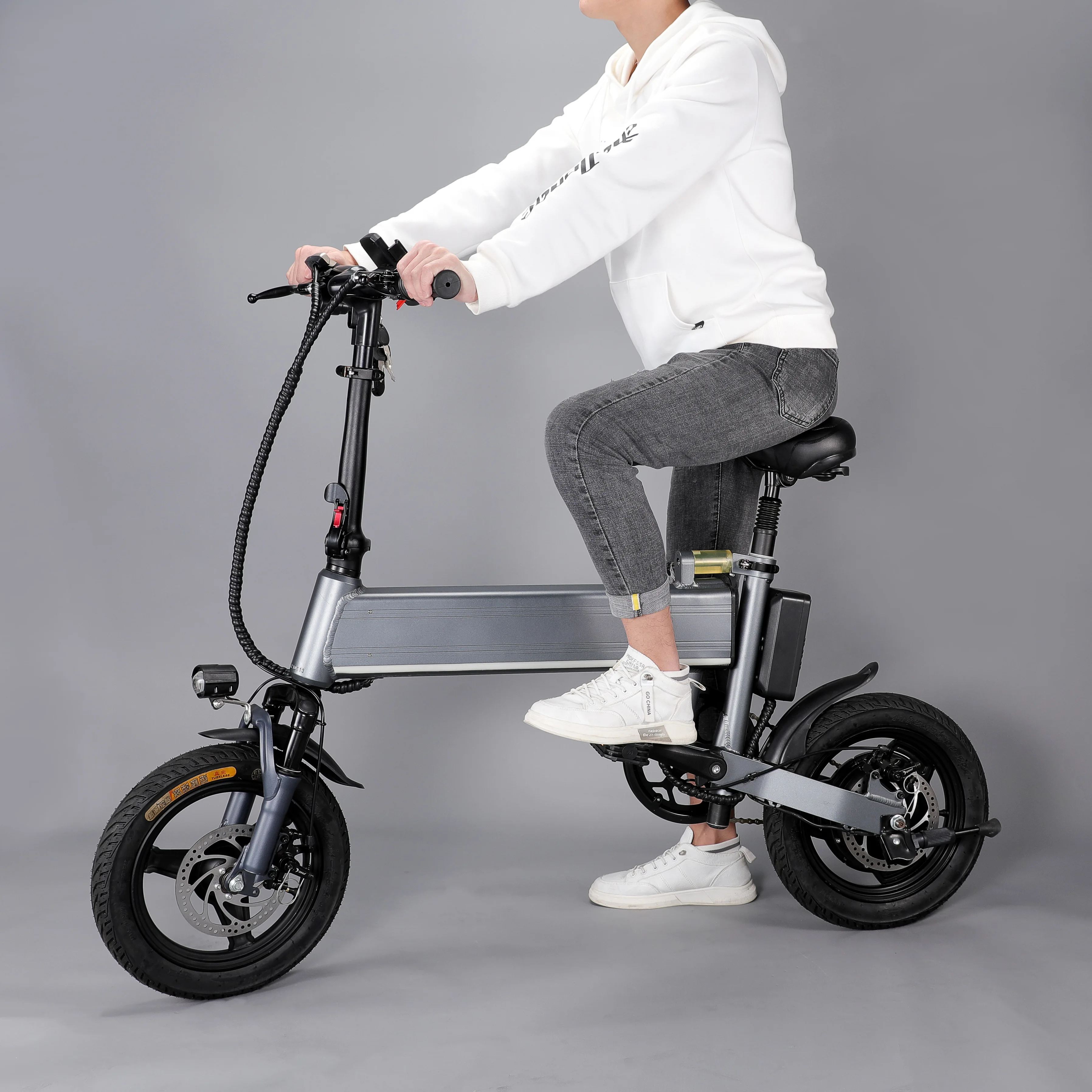 

14inch Mini Folding Portable Motorcycle Foldable Bicycle Ligh-up Portable Mini Electric Bicycle For Adult Origin Mini Bicycle, Black/silver/white