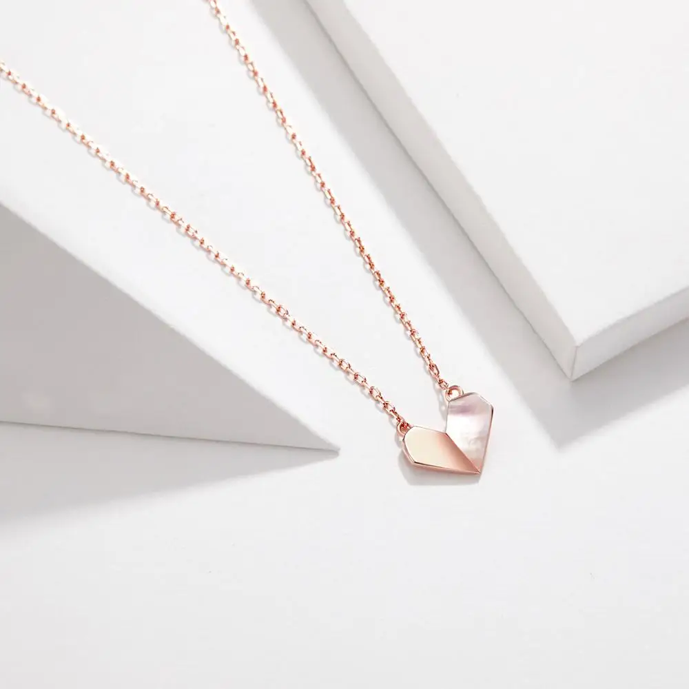 
Stylish simple jewelry sterling silver heart necklace S925 rose gold heart necklace 