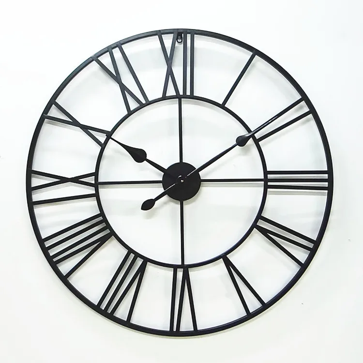 

European Style Retro Wrought Iron Wall Clock Living Room Decoration Wall Clock Simple Creative Roman Clock Factory Wholesale