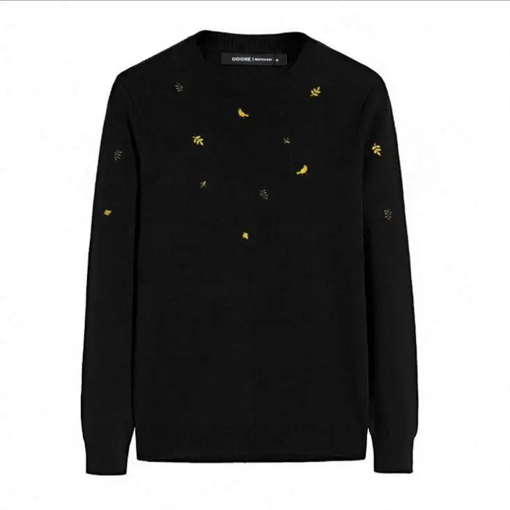 

CN0003A men's crew neck embroidery base sweater