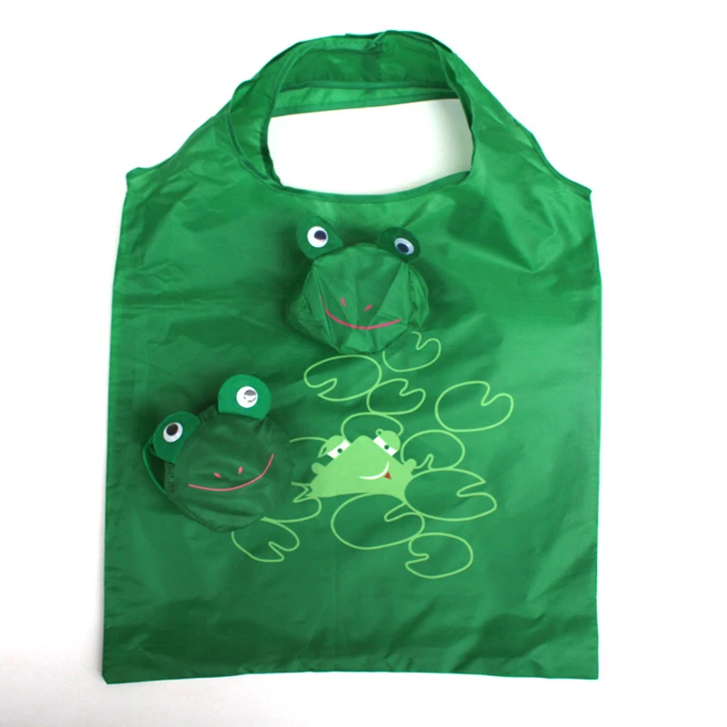 

Factory Wholesale Custom Cartoon Frog Animal Environmentally Friendly Polyester Foldable Shopping Bag, 1 colors