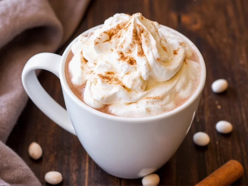 Homemade marshmallow fluff swirled into hot cocoa with cinnamon