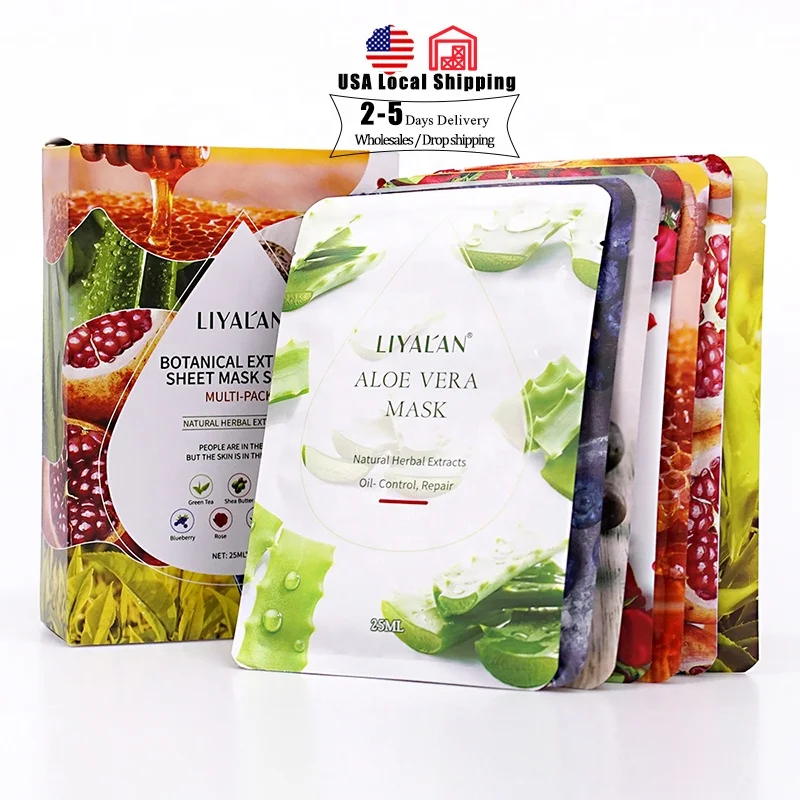 

OEM 7Pcs Mixed Facemask Custom Korean Natural Skin Care Moisturizing Fruit Face Sheet Mask