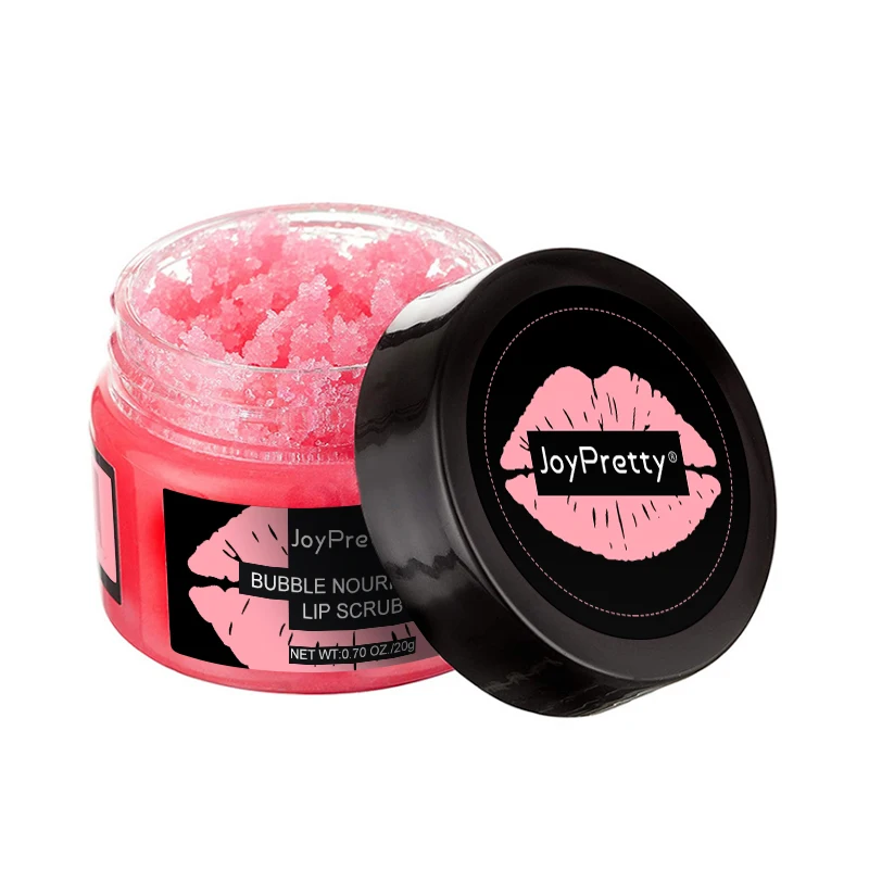 

Custom Logo Strawberry Natural Moisturizing Repairing Lip Care Scrub Sugar Organic Hydrating Lip Bubble Scrub, Pink