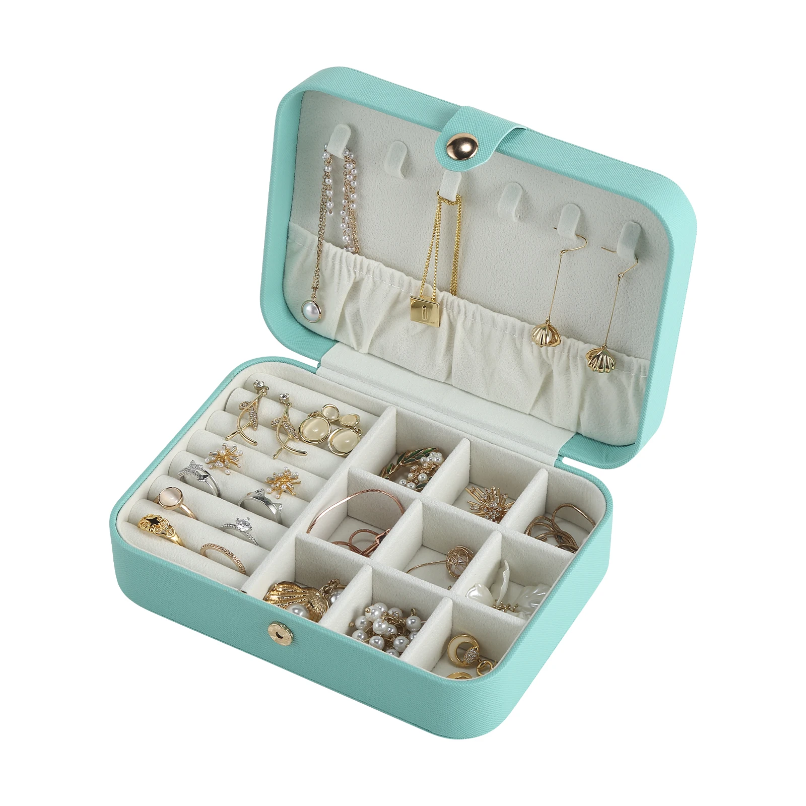 

Wholesale Custom Logo Luxury PU Leather Travel Jewelry Box Organizer Necklace Ring Earring Jewellery Storage Packaging Gift Case