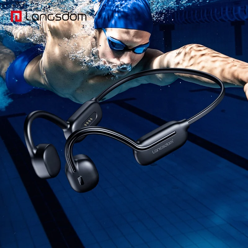 

Langsdom IPX-8 Swimming Headset Bone Conduction BT Headband Sports Wireless Stereo Head Phones Headphones Bluetooth Earphone