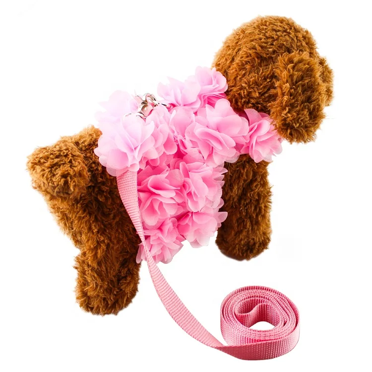 

Factory wholesale fashion dog clothing personalized lace flower pet clothing dog harness pet accessories, Yellow, purple, rose, pink