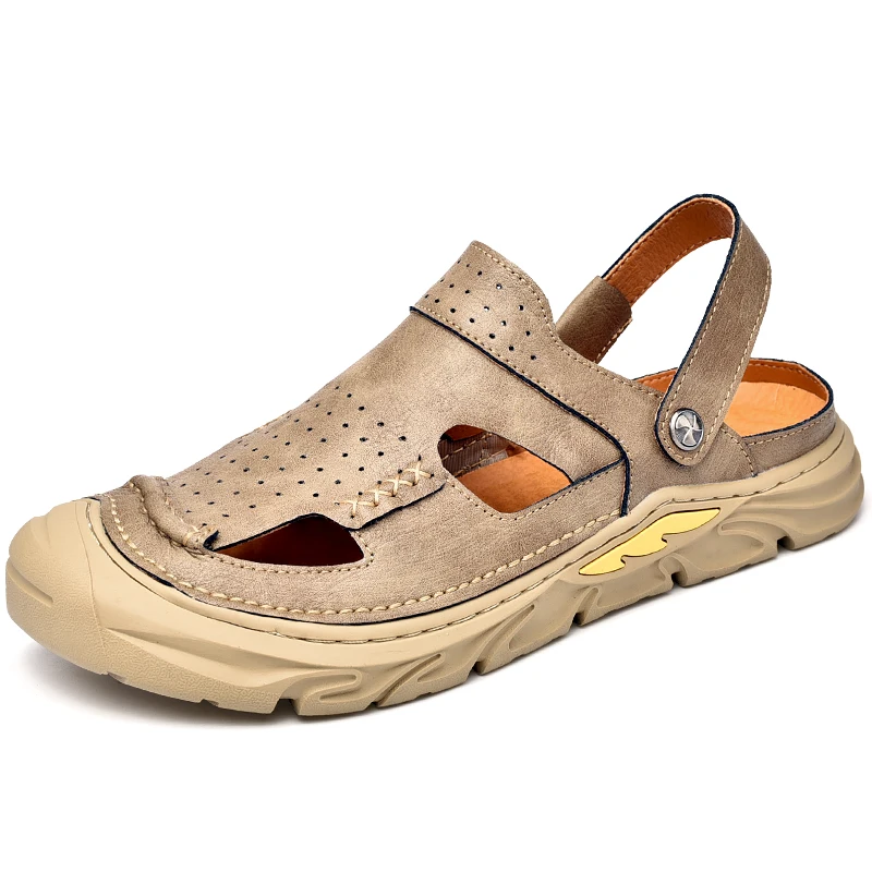 

Big size 38-46 Outdoor sport barefoot beach Genuine Leather sandals men summer Man chaussure homme Male Flats
