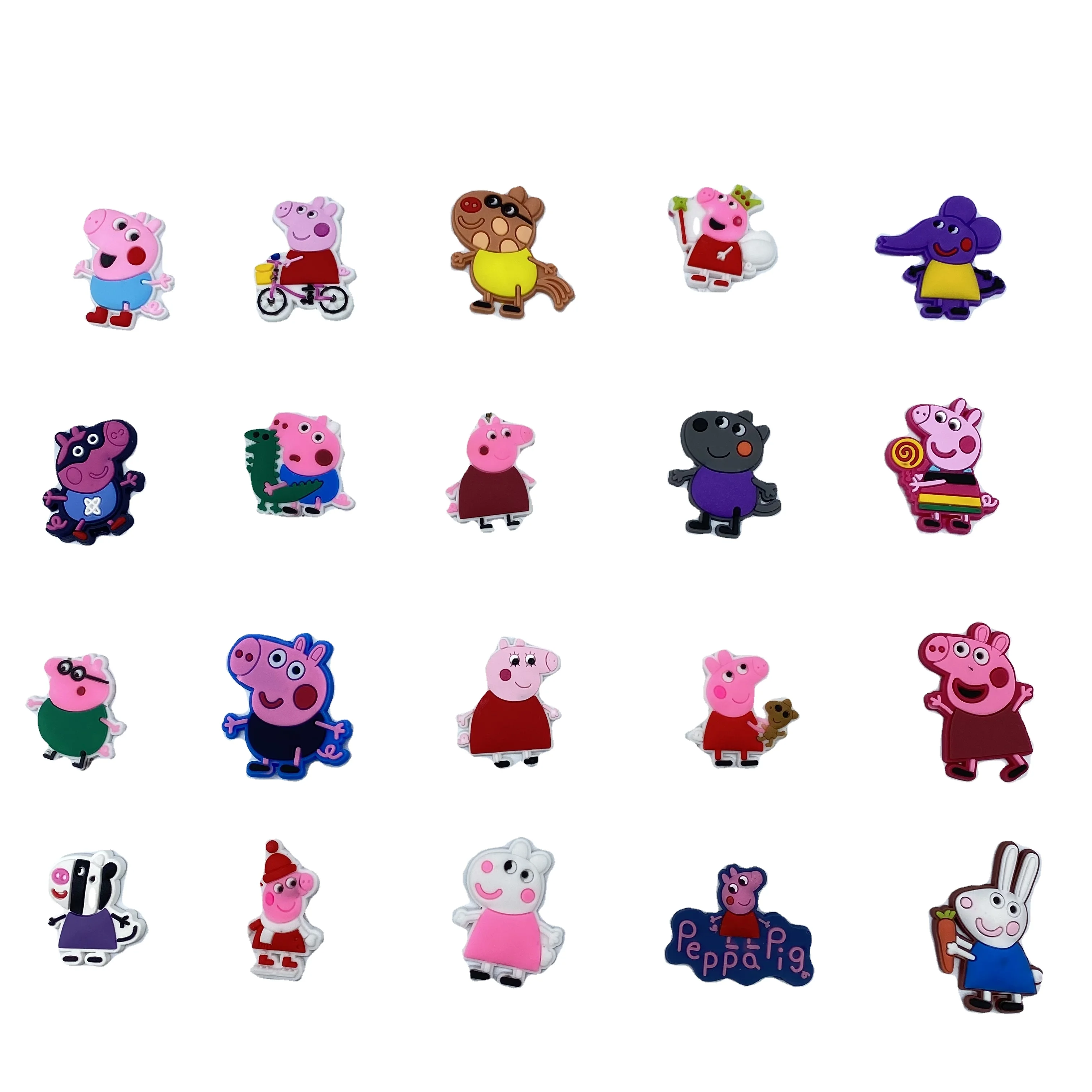 

100pcs+ wholesale soft pvc rubber cartoon PINK PIG shoe lace charms custom for clog clog shoes decoration custom charms, As picture