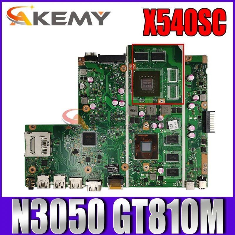 

Akemy X540SC Laptop motherboard for ASUS VivoBook X540SCA X540S original mainboard 4GB-RAM N3050 CPU GT810M