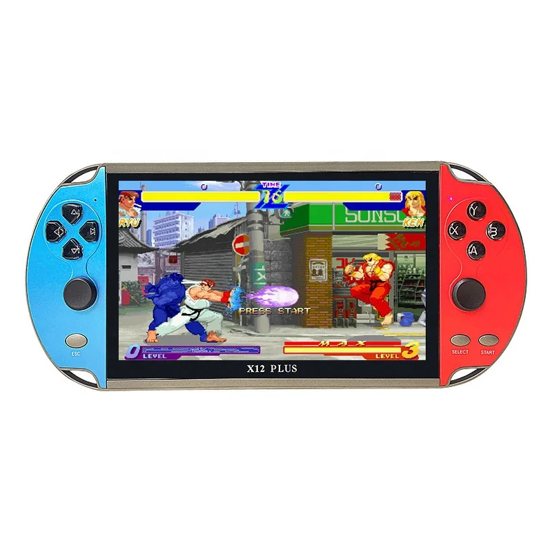 

7Inch 128 Bits16GB Arcade Retro Video Game Player Handheld X12 Plus Game Console For PSPs Games, Red blue