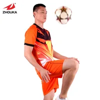 

2019 ZHOUKA 60%Big Sale High Quality Cheap Fashionable Orange Football Wear Men Sportswear Soccer Jersey