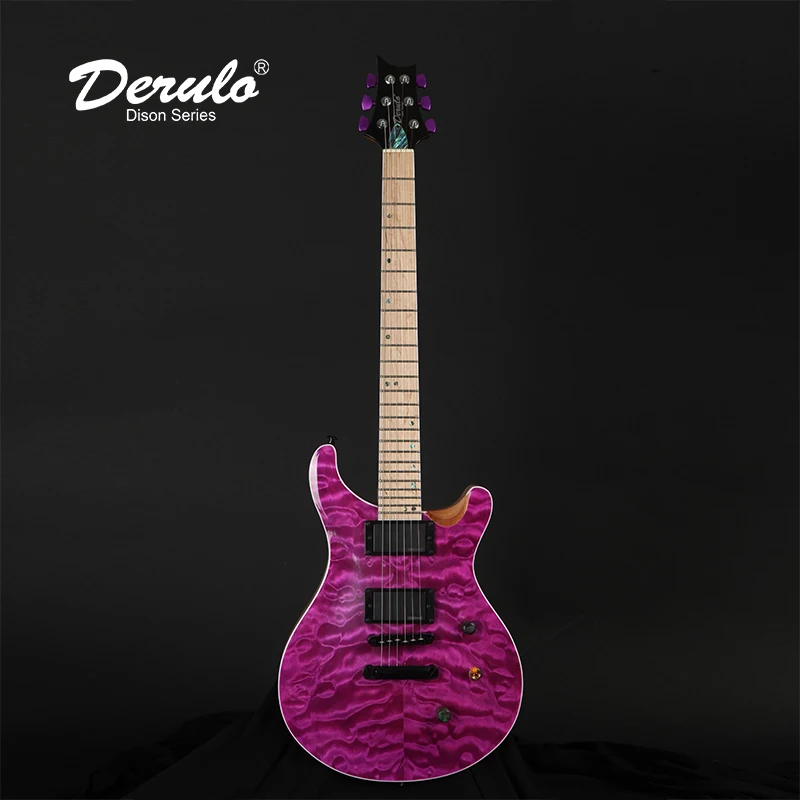 

Derulo Electric Guitar 24 Frets OEM Custom High Quality Custom Quilted Maple Top 5Pieces Mahogany &Canada Maple Neck Customshop