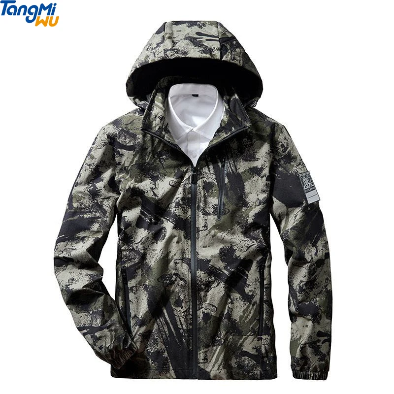 

Outdoor camouflage plus size Windproof waterproof armband ski softshell jacket Safari hunting jacket men