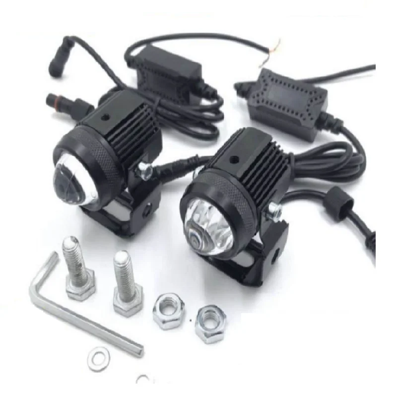 

Universal Motorcycle LED Headlight Projector Lens Dual Color ATV Scooter Driving for Cafe Racer Light Auxiliary Spotlight Lamp