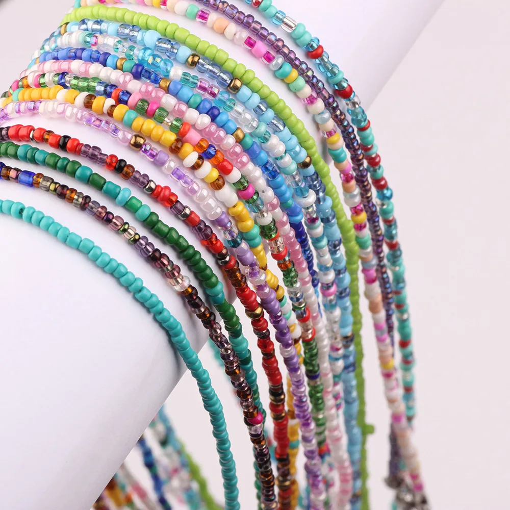 

Bestone Wholesale Trendy Jewelry Colorful Multi Strand Flower Crystal Fashion Seed Bead Necklace for Women