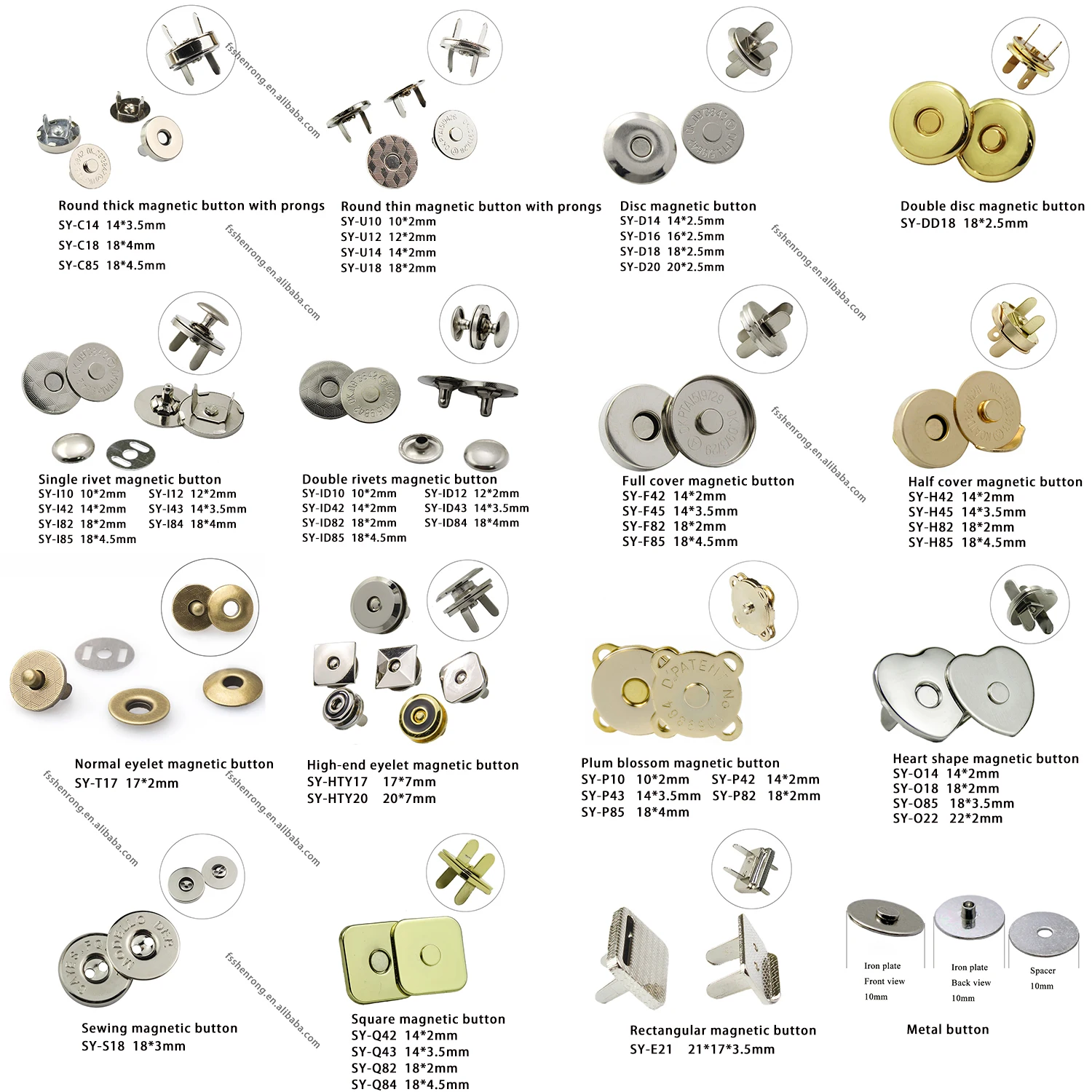 18mm Strong Rivet Magnetic Snap Closure Purse Fasteners Button Magnetic ...