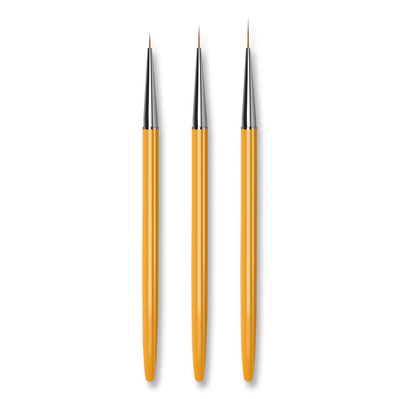 

Custom Price Nylon Hair Gel Nail Art Brush Gold Color Metal Handle 3PCS Nail Liner Brush Pen