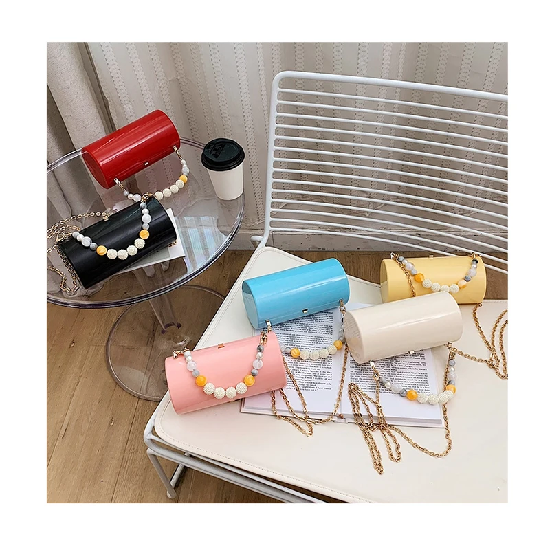 

2021 Summer new women's Evening Clutches Acrylic PVC Handbags Designer Round Cylinder Purses Luxury crossbody bags for women