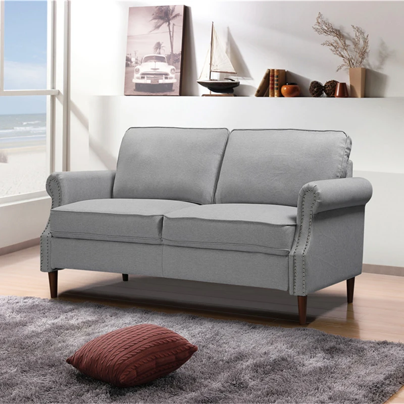 

USA Free Shipping Linen Upholstery Double Seat Sofa Loveseat Couch Living Room Furniture 2 + 3 Seater Sofa Set, Gray