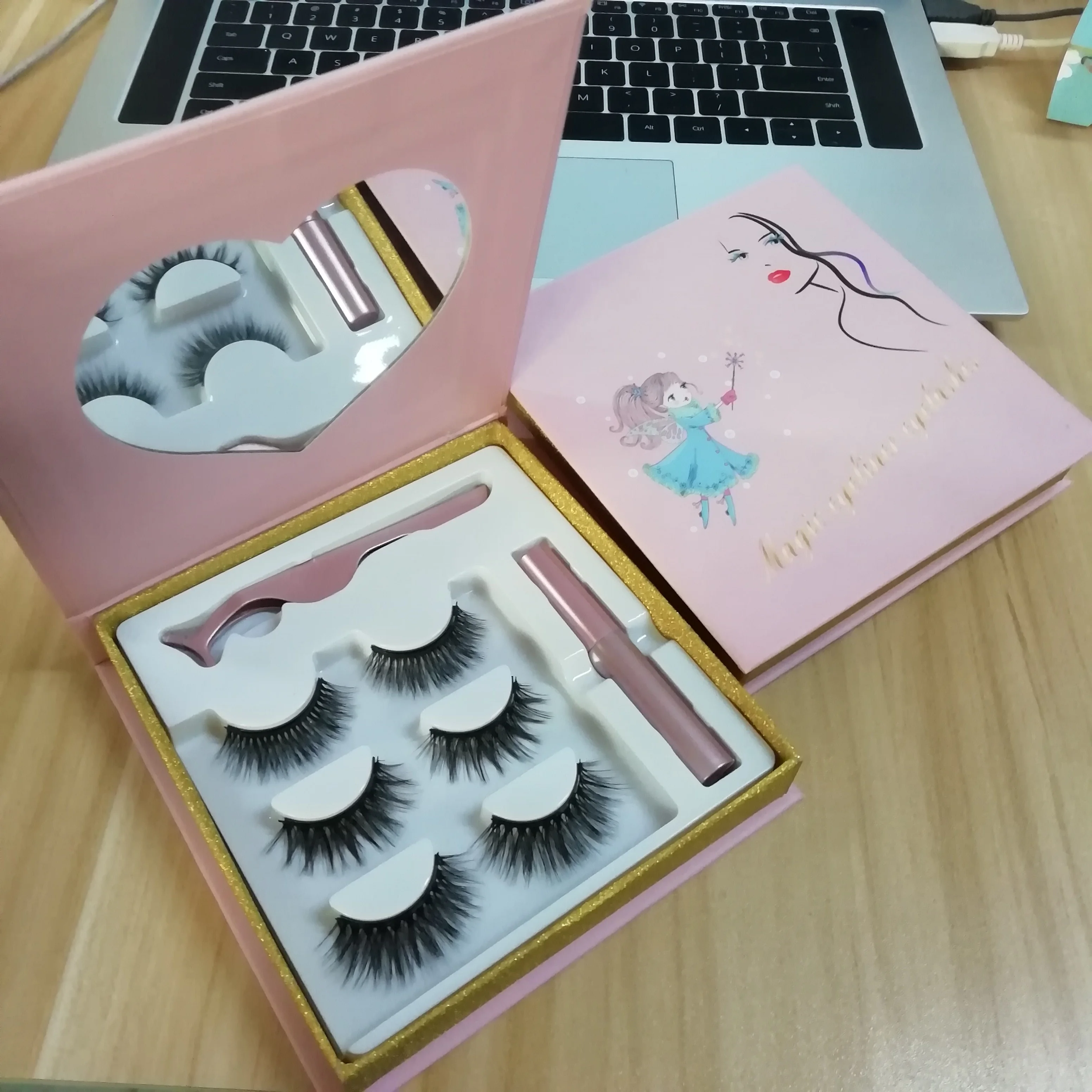 

New magnetic eyelash kits 3d wholesale 3 pairs magnetic eyelashes with eyeliner set