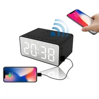 

Factory BT508OEM headphone Wireless Charging Alarm Clock with Radio LED Display 50 watt wireless speaker For Samsung Galaxy Note