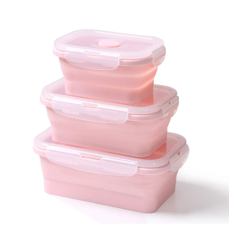 

Silicone food storage containers travel high temperature resistant silicone storage telescopic picnic bento box microwave boxs