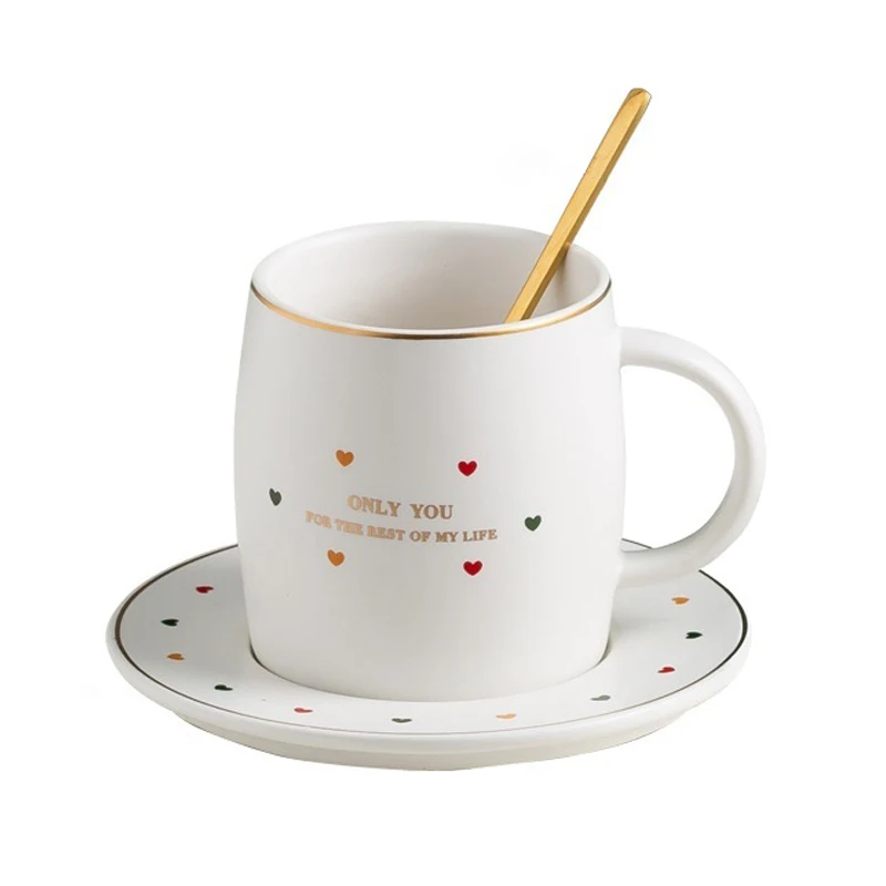 

European style gold heart coffee cup cups and saucer coffee and saucer simple home mug mug office afternoon tea coffee cup and s