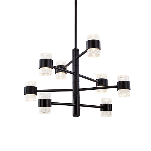 manufacturer wholesale Black 47w outdoor chandelier cast clear textured