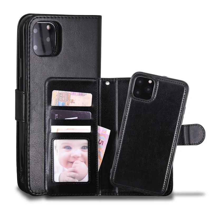 

2 in 1 Magnetic Detachable Wallet Leather Phone Case For iPhone 12 mini 12 11 Pro Max Xs Xr Xs Max 7 8 Plus, Multi colors