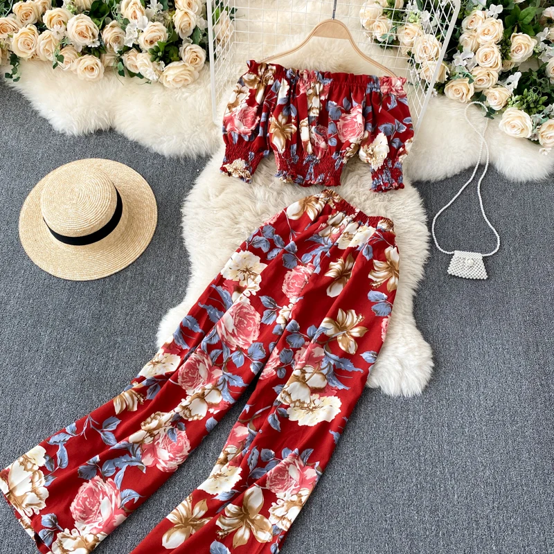 

Europe and the United States retro fashion phoenix print lapel shirt + high waist loose casual trousers stylish two sets, Picture color