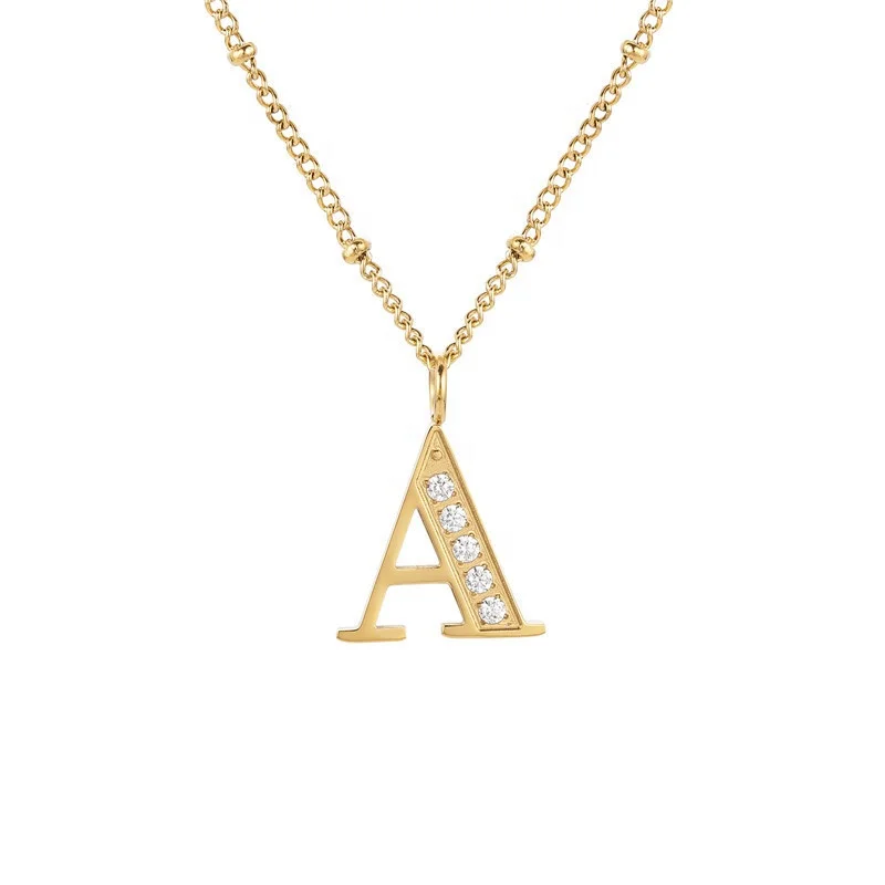 

2021 new trendy stainless steel jewelry initial necklace 18K Gold chains 26 Letter charms crystal women necklaces jewelry