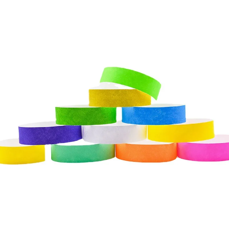 

Plain Color One Time Use Waterproof Paper Wristbands For Events Tyvek Wristband With Logo Tyvek Paper Wristbands