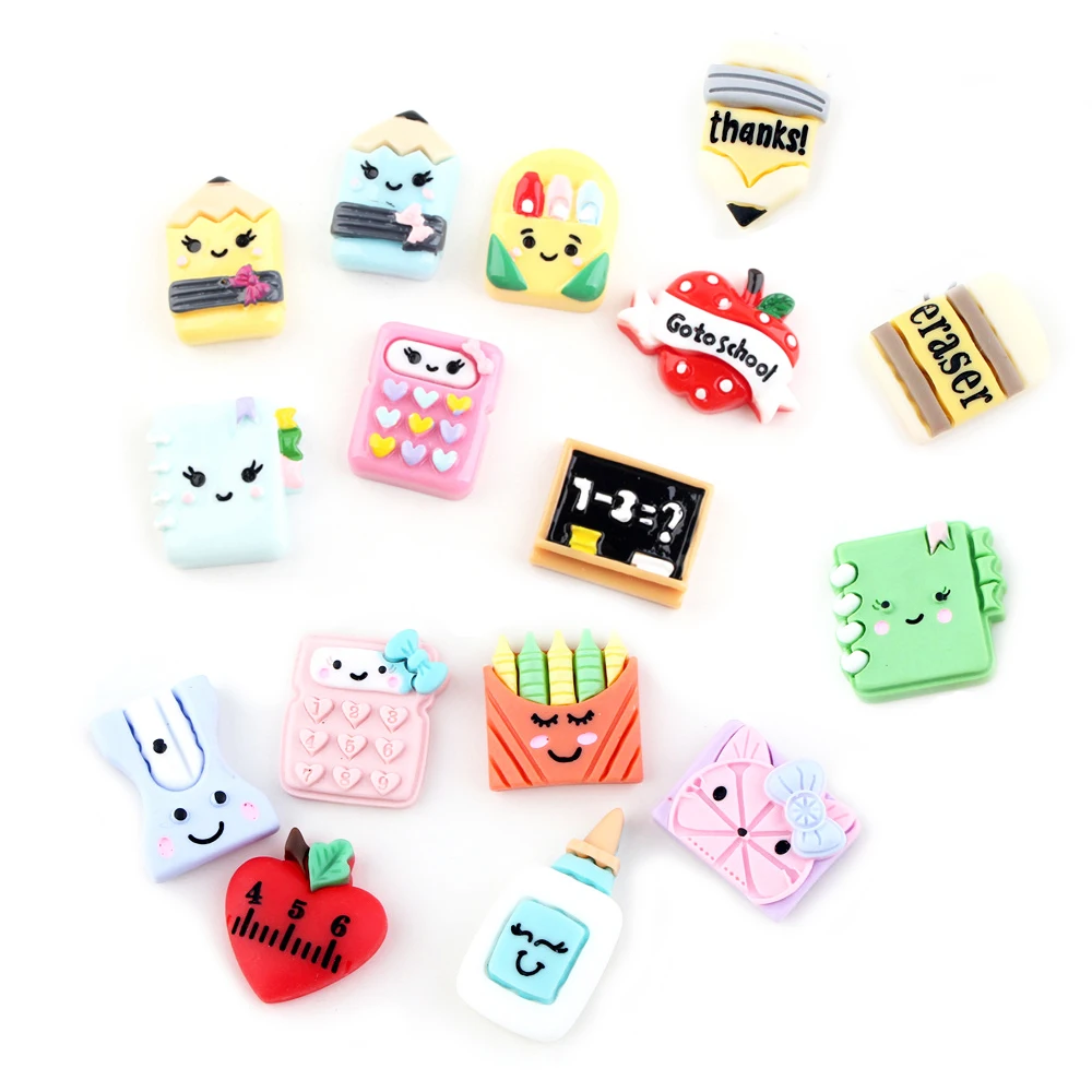 

cute school learning stationery theme flat back resin cabochons kids dollhouse diy scrapbook accessories