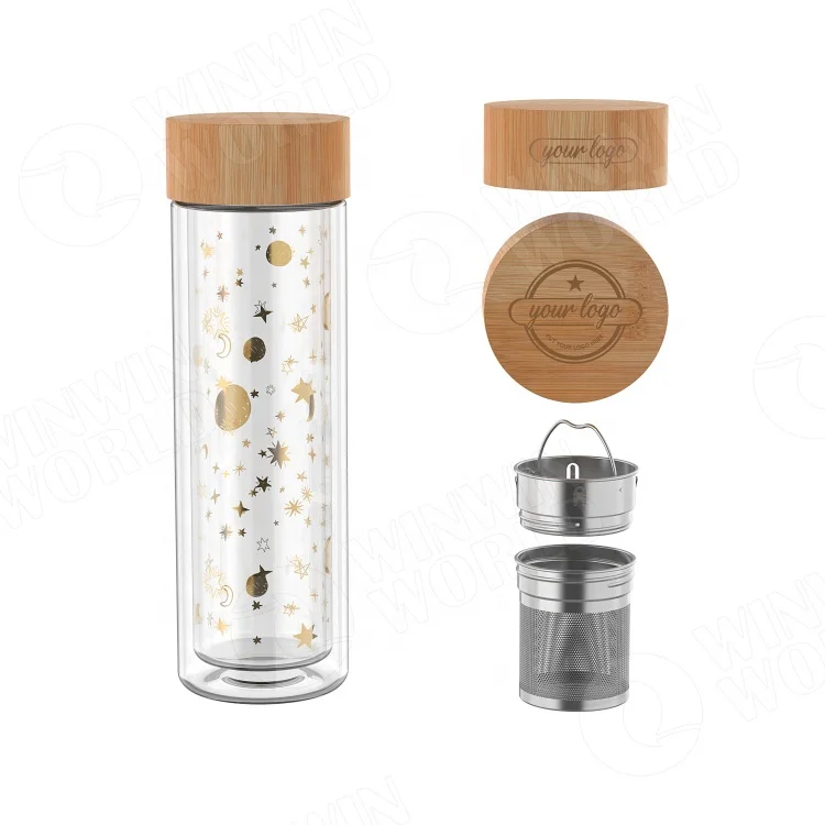 

Hot Selling BPA Free Custom Double Wall GlassTea Tumbler Travel Mug Bottle with Tea Infuser Strainer for Loose Leaf Tea Coffee, Transparent