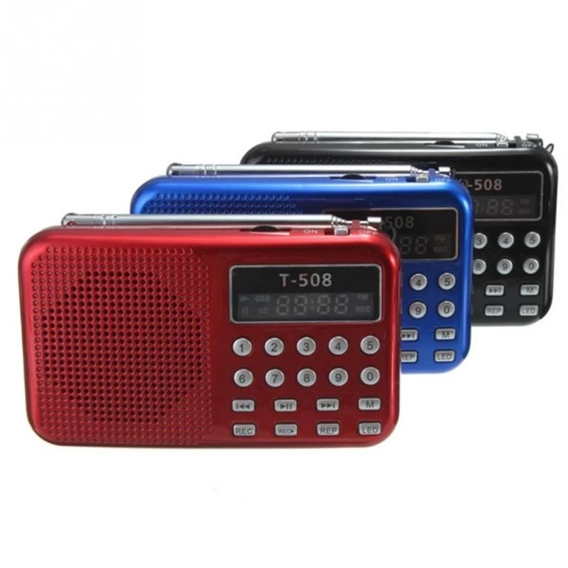 

T508 Mini Portable LED Stereo FM Radio Speaker USB TF Card MP3 Music Player 50mm Internal Magnetic