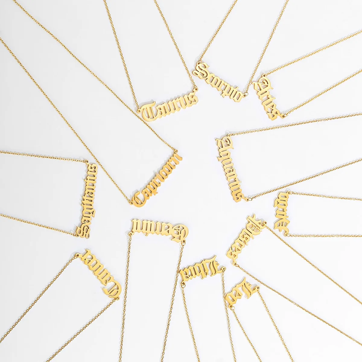 

Fashion Simple 12 Constellation Necklace Stainless Steel Necklace Clavicle Chain For Girls, Gold,silver