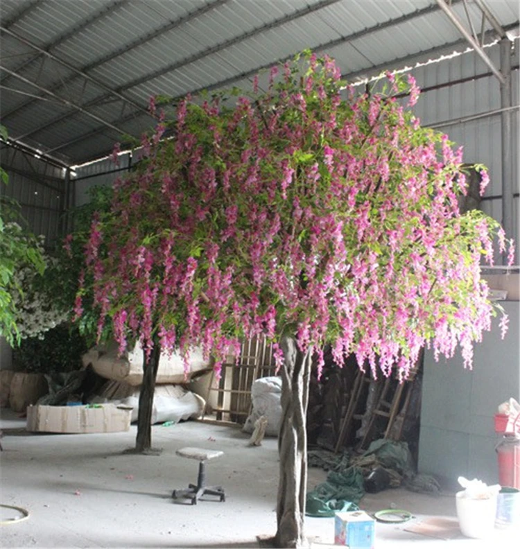 Qslh Vf052 High Quality Silk Wisteria White Artificial Wisteria Tree