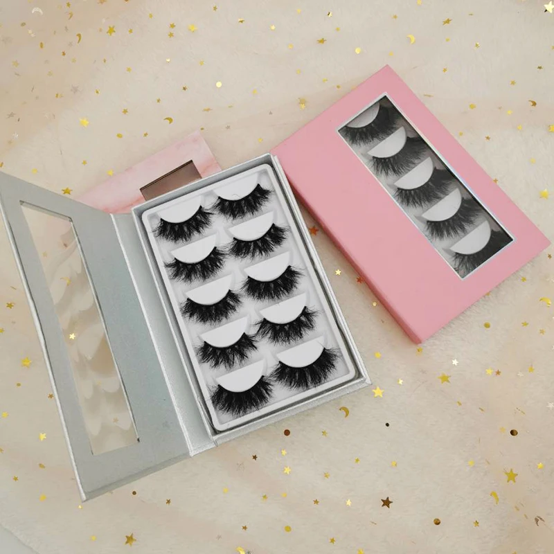 

Factory Price Eyelashes 5 pairs 25mm mink lashes sets books custom eyelashes packaging 3D mink lashes vendor OEM logo